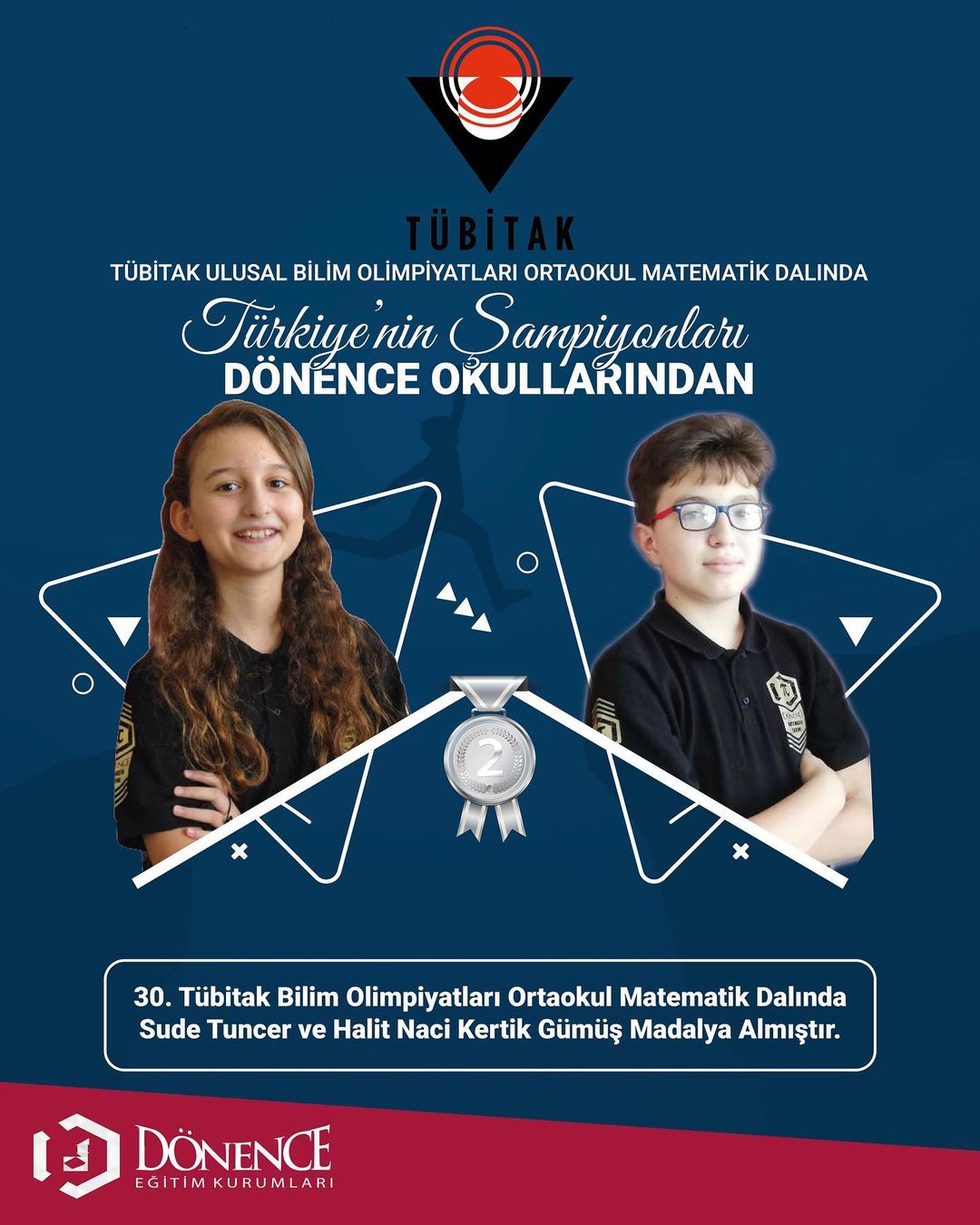Tübitak Ulusal Bilim Olimpiyatları Ortaokul Matematik Dalında Türkiye’nin Şampiyonları Dönence Okullarından!